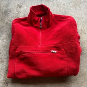 Vintage Y2K POLO SPORT Ralph Lauren Red Fleece Lined Quarter Zip Polartec